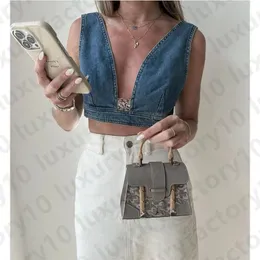 Designer Summer Women's Blue Denim Metal Tanks Fashion Sexiga remmar Crop Topps ärmlös Lady Casual Patchwork Bh Crop Street Wear