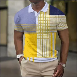 Camisa polo masculina Polo fashion estampada casual manga curta malha roupas de verão superdimensionada camiseta respirável 230718
