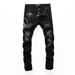 Pink Paradise Plein Classic Fashion Man Jeans Rock Moto Mens Casual Design Ripped Jeans Ejressed Skinny Denim Biker Plein Jeans 271o