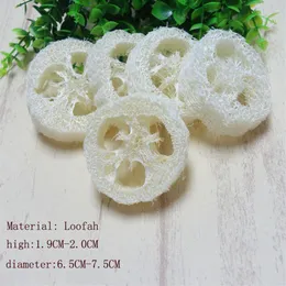 Około 6-7 5 cm średnicy ma około 1 9 cm rundy 150pcs partia naturalna loofah luffa loofa pad spa ranna uchwyt na mydło twarzy Drop297p