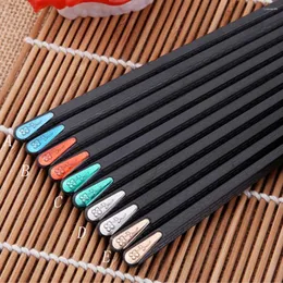 Set di stoviglie 1 paio di bacchette giapponesi Lega antiscivolo Sushi Chop Sticks Set Regalo cinese Antibatterico Semplice per cucina