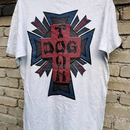 Męskie koszulki Vintage na początku 1990 #39S Dog City Squateboarding T-shirt Zestaw T-setek żelazne deskorolki punkowe rozmiar u odzieży psie miasto pies