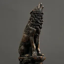 Objetos decorativos Estatuetas Resina American Roaring Wolf Animal Statues fPara Interior Criativo Estatuetas de Animais Home Office Desktop Decor Object 230718