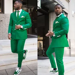 Summer Green Mens Wedding Tuxedos с двойной грудью Slim Fit Men Blazers Custom Groom Prom Warning Suits 2 штуки