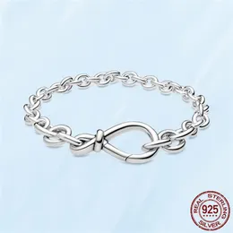 Women Fashion Chunky Infinity Knot Chain Bracelets 925 Sterling Silver Femme Jewelry Fit Pandora Beads Luxury Design Charm Bracele254h