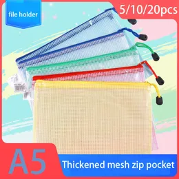 Arkiveringsartiklar 5/10/20st Mesh dragkedja Pouch Document Bag Waterproof Zip File Mappar A5 School Office Supplies Pencil Case Storage Påsar 230719