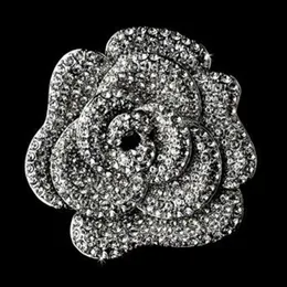 Elegant glittrande full roston kristalldiamante bröllop brud stor rose blomma brosch pin party prom present accessory300p