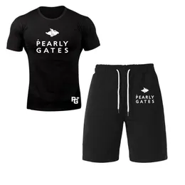 Męskie dresy męskie Pearly Gates Brand Tracksuit Zestaw Męskie Koszulki Zestawy Sets Summer Sportswear Pantging Pants Streetwear Harajuku Tops Tshirt