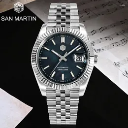 Wristwatches San Martin Men Dress Clock 40mm Classic Luxury PT5000 Automatic Mechanical Watches Fashion Business Wristwatch Sapphire 10 ATM