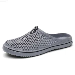 Slippare män sandaler sommarhålskor crok gummi ljus unisex trädgård skor grå strand platta hus tofflor l230719