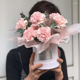 Embalagem para presente 1 peça mini caixa de embalagem de papel redonda para embrulhar flores balde de abraço vaso para decoração de festa de casamento