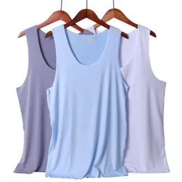 Mężczyzn Topy zbiornikowe swobodne lato wysokiej jakości kulturystyka fitness Singlet Singlet Ice Silk Man S Ubrania bez rękawów kamizelka bezproblemowa 230718