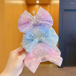 Haarspangen Kinderkrone Zubehör Bogen Haarspangen Prinzessin Perle Haarnadel Kleines Mädchen Pailletten Gaze Kopf Clip Mädchen Kopfschmuck Tiaras