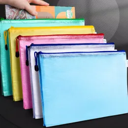 Material de arquivo 20 pçs A4 Estojo de lápis de malha transparente simples Estojos de lápis para estudantes de escritório Nylon Kalem Kutusu Material escolar para estudantes 230719