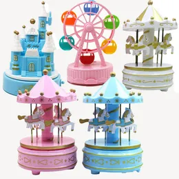 Decorative Objects Figurines Carousel Musical Box Plastic Music Box Birthday Gift Home Decoration Accessories Valentine's Day Gift 230718