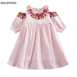 Девушка платья Saileroad Рождественская розовая детская детская одежда от рукавов на плече