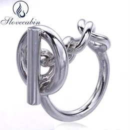 SloveCabin 2017 Франция Популярные украшения 925 Серебряная серебряная веревка Кольцо для женщин Вращаемое замок обручальное кольцо.