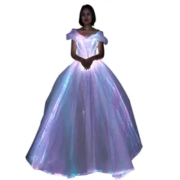 LED Light up evening bridal dress glow in the dark luminous fiber optic wedding dress2828