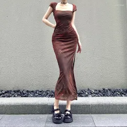 الفساتين غير الرسمية مثيرة الدانتيل شبكة ماكسي فستان أنثى الأزياء الرسمية للنساء صيف فيديس الشارع الشارع كلايدر سومر دامن 2023 خمر