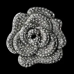 Elegante, glitzernde, volle Strass-Kristall-Diamant-Brosche für Hochzeit, Braut, große Rose, Blumen-Brosche, Party, Abschlussball, Geschenk, Accessoire213C