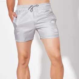 Mäns shorts Herrarna sexiga tunna shorts sport hem casual grundläggande tröjor smidig snabb torr pyjamas boxare shorts svart tre kvarter byxor man l230719