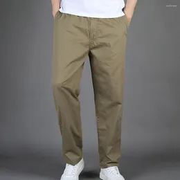 Men's Suits Mens Casual Cargo Cotton Pants Men Pocket Loose Straight Elastic Work Trousers Brand Fit Joggers Male Super Large Size