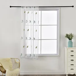 Curtain YOUZI 1PC Embroidery Leaves Sheer Window Modern Minimalist Drapes Farmhouse Decor For Bedroom Living Room