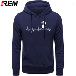 Men's Hoodies REM Men Heartbeat Vizsla Funny For Dog Lover Vintage Crewneck Long Sleeve Tops Sweatshirts