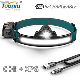 헤드 램프 270 슈퍼 넓은 범위 조명 D 헤드 램프 COB+XPG Super Bright Rechargeb Headlights 낚시 낚시 등을위한 Suitab hkd230719