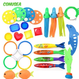 Sand Play Water Fun Kid Summer Shark fish Diving Toys Children's Swimming Pool Game Treasure Hunt Torpedo Ring Diamond Suit 230718