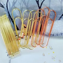 50 PCS Effective Office Supplies Large rose gold Color Clip Bookmark Metal Office Accessories paper Clips Patchwork Clip296c