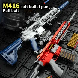 Sand Play Water Fun M416 Shell Ejection Soft Bullet Toy Gun Eva Sniper Rifle Manual Loading Eat Chicken Weapon Boys CS Fighting Game Gift 230719