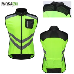 サイクリングシャツのトップスwosaweサイクリングリフレクティブウインドプルーフランニング安全ベストモーターサイクルGilet MTBライディングバイク自転車服の袖なしジャケット230718