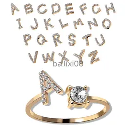 Bandringe Winzige Anfangsbuchstabenringe für Frauen, modischer A-Z-Buchstabe, verstellbarer offener Fingerring, ästhetischer Hochzeitsschmuck, Geschenk, Bijoux Femme J230719