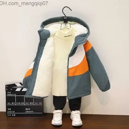 ボーイズアウタージャケットコットン2023ジッパー断熱材とベルベット太い冬の子供用衣類Z230719