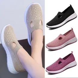 Fabric Sandals For Womens Ladies Classic Old Lady Summer Walking Shoes Slipper Black Red Pink Beige 2023