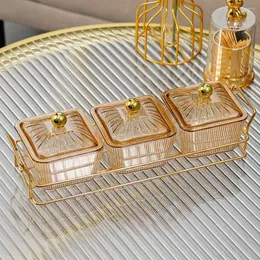 Plates Light Luxury Fruit Plate Partition Platter Living Room Dried Tray Candy Snack Storage Box Bar Nut Dish Serving