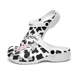 DIY Buty niestandardowe Kapcie Męskie Women Black White Milch Cow Clog 37-101888 Treakers Treakers 36-48