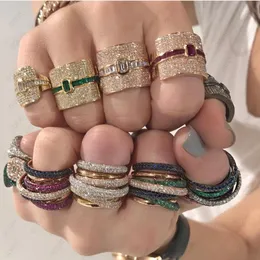 Bröllopsringar Godki Monaco Design Luxury Statement Stapble Ring for Women Wedding Cubic Zircon Engagement Dubai Punk Bridal Top Finger Rings 230718