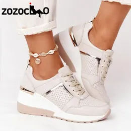Women Wedges Sandals Sneakers Lace Up Up Sports Sports Breathable Casual Casual calçados femininos Sapatos vulcanizados Zapatill F