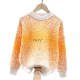 Pullover Boys Sweater Autumn Winter 2022 Korean Version Fashion Children's Tie-Dyed Cotton Warm Pullovers For Kids 4-15 Years Clothes HKD230719