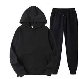 Stylish Men's Tracksuits Solid Color Pullover Hoodie Women's Casual Sports Suits Fleece-lined Jackets Unisex Leisure Clothes