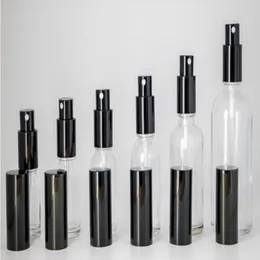 卸売ロットクリアガラススプレーボトル10ml 15ml 20ml 30ml 50ml 100mlポータブル補充可能なボトル香料アトマイザーブラックキャップngbfw