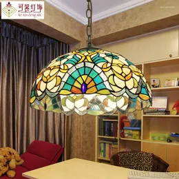 Pendant Lamps 16inch Tiffany Europe Style Baroque Bohemia Light Stained Glass Bedroom Dining Room Kitchen Hanging E27