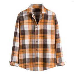 Men's Casual Shirts Harajuku Plaid Mannen Lente Herfst Winter Hoge Kwaliteit Long Sleeve Man's Corduroy Losse Retro Lange Mouwen Shirt