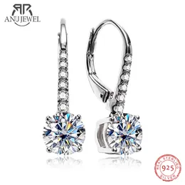 Стад Anujewel 1 Carat D Color Dangle Drange Drup 925 Серьги стерлингового серебряного серебряного