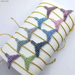 Fish Tail Whale Armband Handwork Hand Sticking Gold Colorful Chain Wrist Bands Lucky Charm for Women Par Lovers Gift L230704