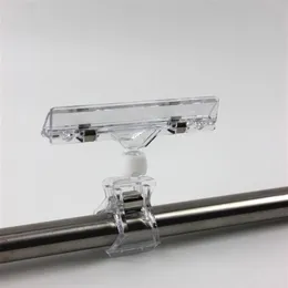 12PCS Merchandise Sign Clips Display Clip on Sign Holder Stand Girevole Clear POP Clip on Sign Holders Pubblicità Tag Clamp2169