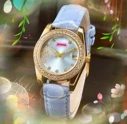 Famoso relógio de designer clássico de mostrador pequeno Moda de luxo Diamantes de cristal Relógio feminino movimento de quartzo Couro Estrela Abelha Diamantes anel Relógio de pulso Montre de Luxe Presentes