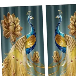 Curtain Blackout Window Curtains 52wx95L Peacock Print Animal Pattern Thermal Draperies For Farmhouse Home Decoration Bedroom
